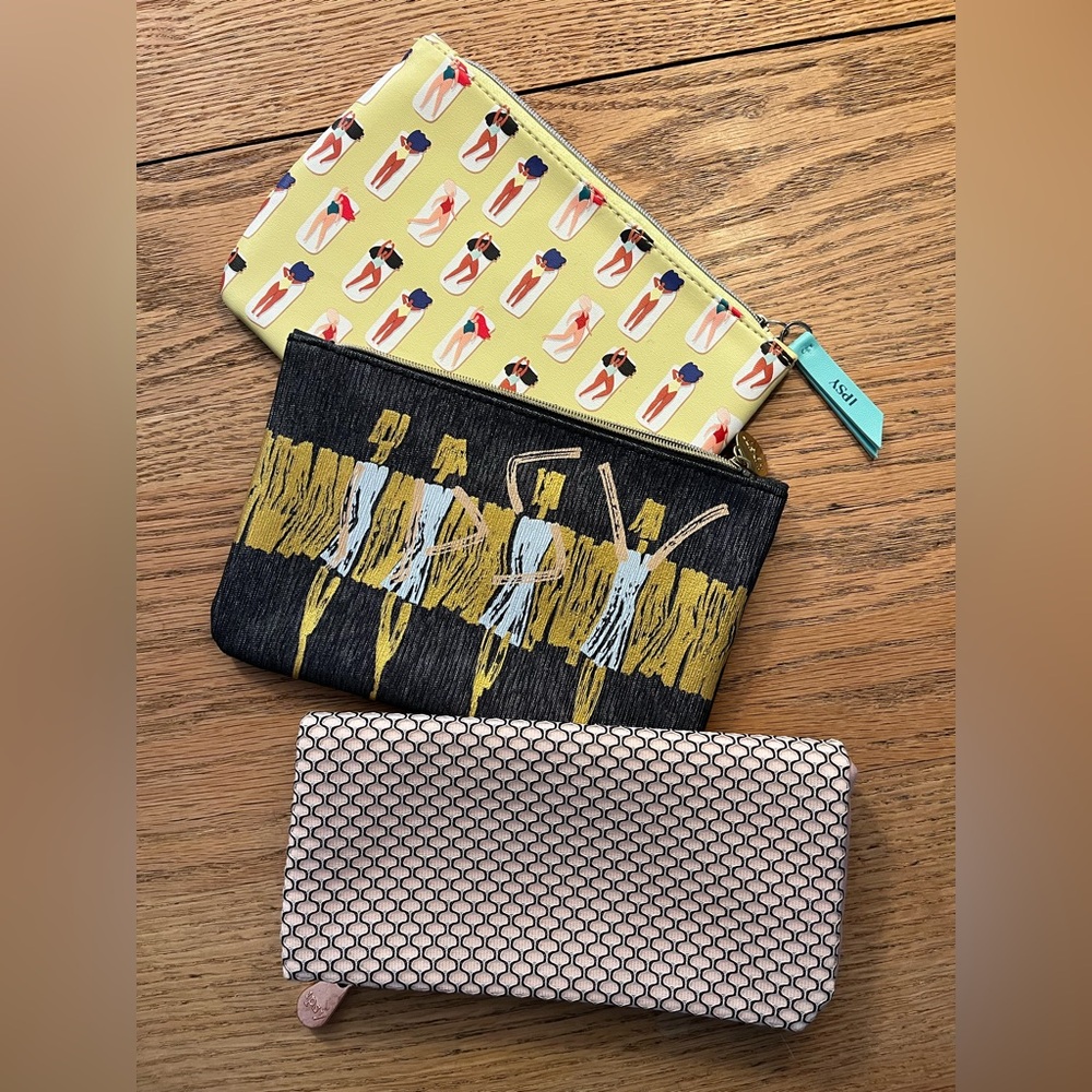 ipsy Trio Pouch Set - Yellow, Black, Pink